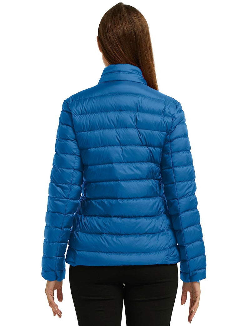 wantdo Women's Bubble Coat Packable Ultra Light Weight Winter Jacket (Acid Blue, Large) - Image 2